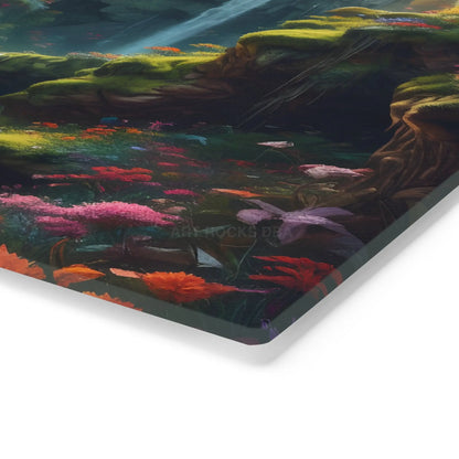 Waterfall Forest Cutting Board — Enchanted Nature Glass Chopping Board - Home Decor