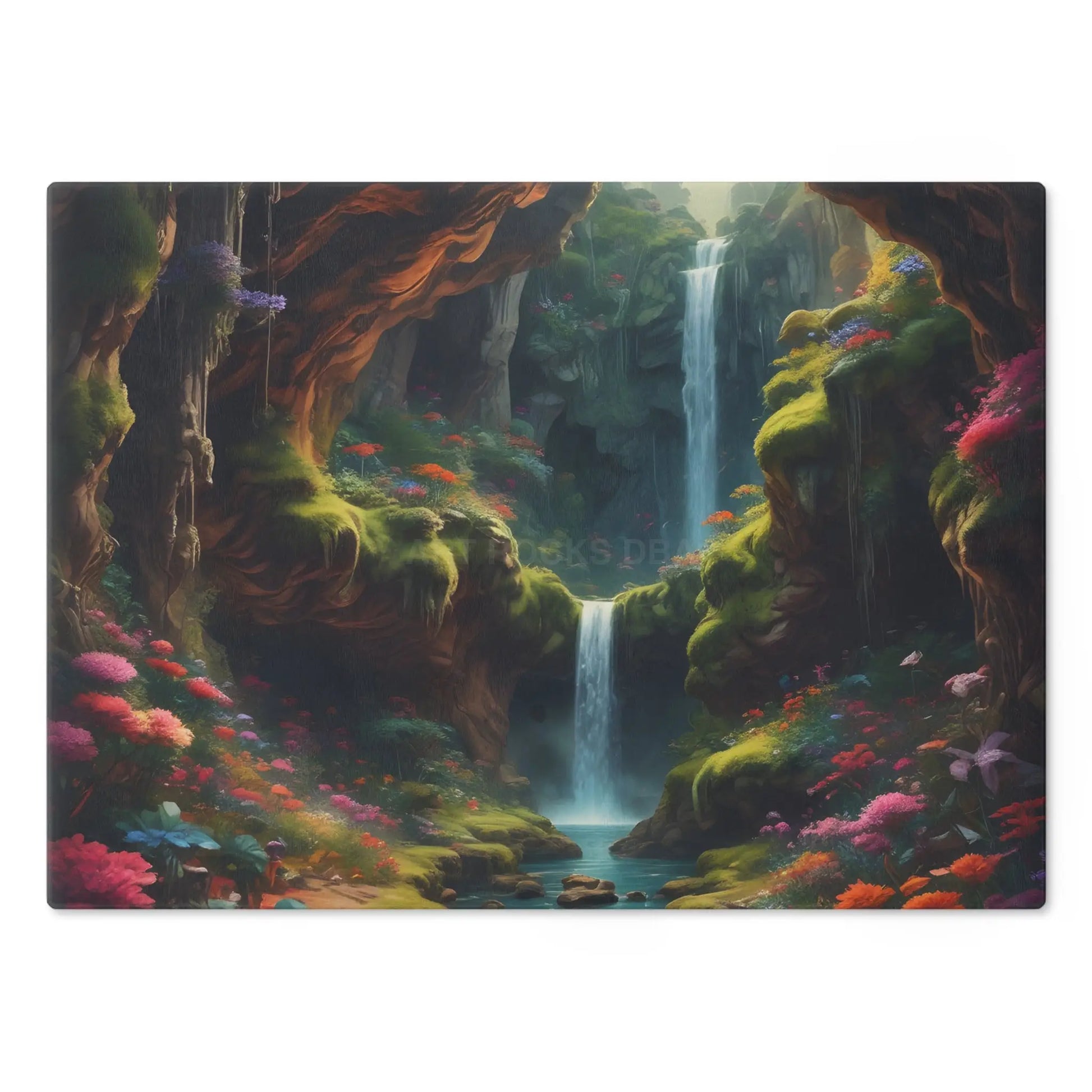 Waterfall Forest Cutting Board — Enchanted Nature Glass Chopping Board - Home Decor