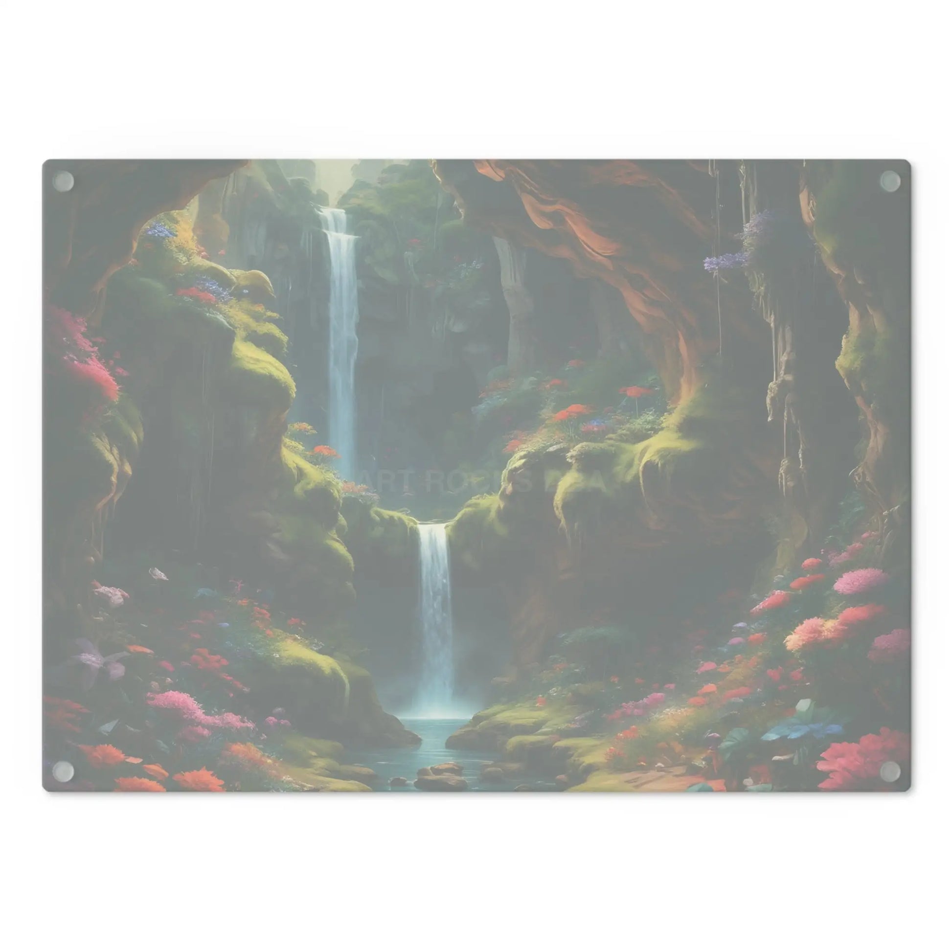 Waterfall Forest Cutting Board — Enchanted Nature Glass Chopping Board - Home Decor