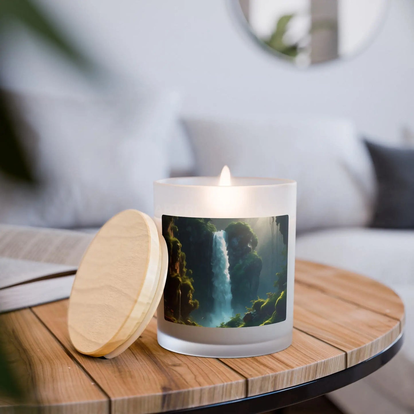 Waterfall Forest Frosted Glass Candle — 11 oz Aromatherapy Decor - Vanilla / 11oz - Home Decor