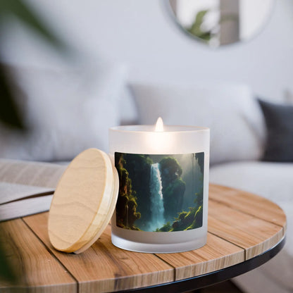 Waterfall Forest Frosted Glass Candle — 11 oz Aromatherapy Decor - Vanilla / 11oz - Home Decor
