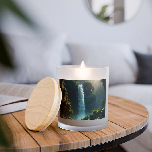 Waterfall Forest Frosted Glass Candle — 11 oz Aromatherapy Decor - Vanilla / 11oz - Home Decor