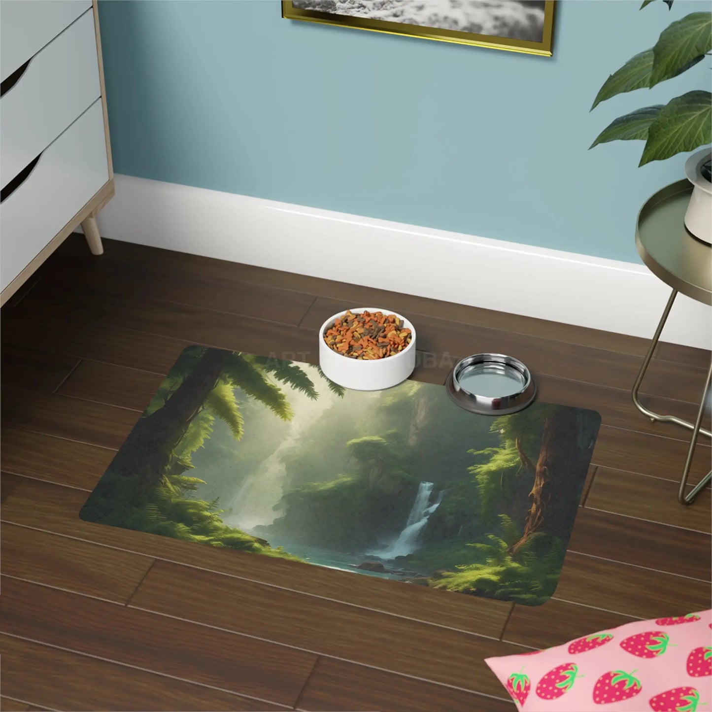 Waterfall Forest Pet Food Mat — 12x18 Non-Slip Placemat for Dogs & Cats - 12’’ × 18’’ / Rectangle - Pets