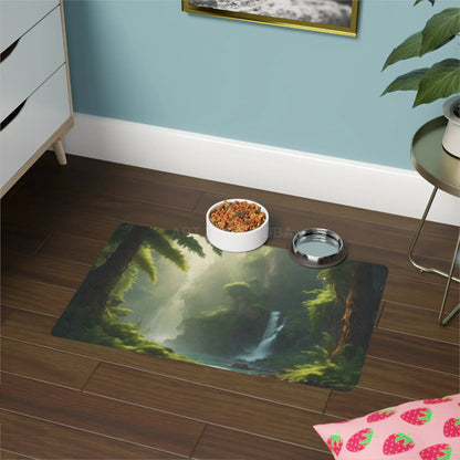 Waterfall Forest Pet Food Mat — 12x18 Non-Slip Placemat for Dogs & Cats - 12’’ × 18’’ / Rectangle - Pets