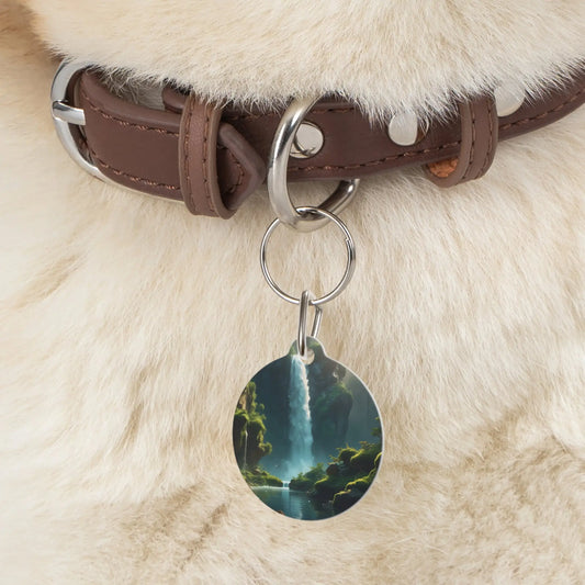 Waterfall Forest Pet Tag — Scenic Nature ID Tag for Dogs & Cats - 1’’ - Pets