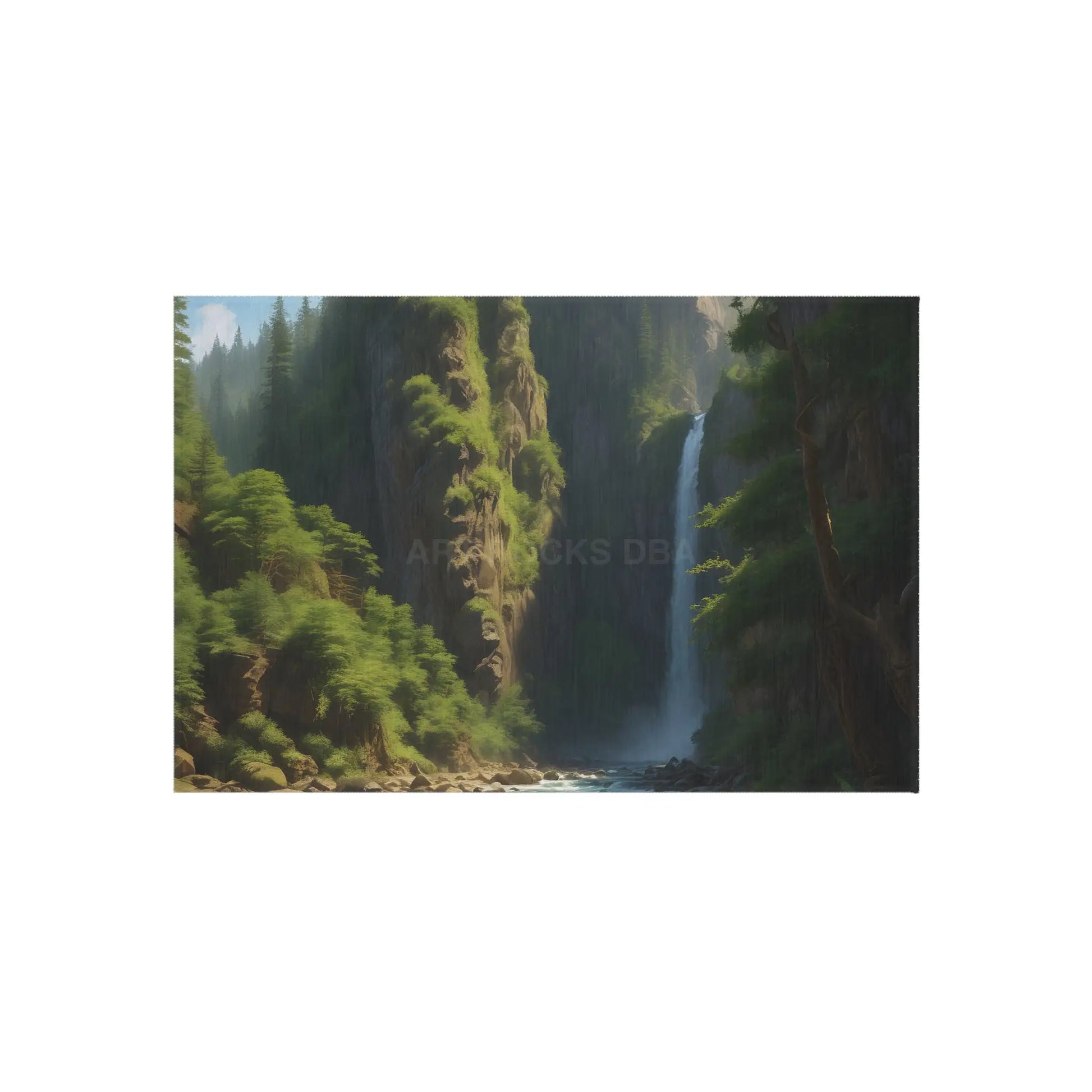 Waterfall in The Ferns Outdoor Rug Ideal for Patios Camping or Gardens Perfect for Relaxing Entertaining or Decor