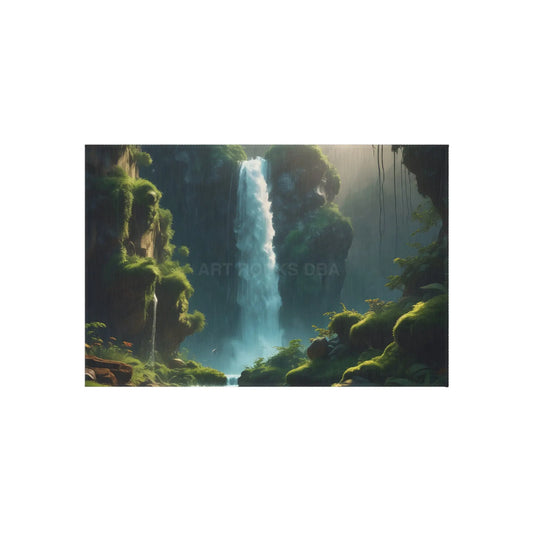Waterfall in the Forest Outdoor Rug | Scenic Waterfall Rug Garden Decor Patio Area Rug Outdoor Mat Camping Essentials