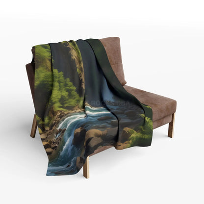 Waterfall in the Jungle Arctic Fleece Blanket - Cozy Throw for Picnics Home Decor Travel Camping Gift for Nature Lovers