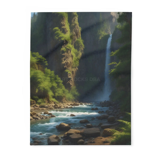 Waterfall in the Jungle Arctic Fleece Blanket - Cozy Throw for Picnics Home Decor Travel Camping Gift for Nature Lovers