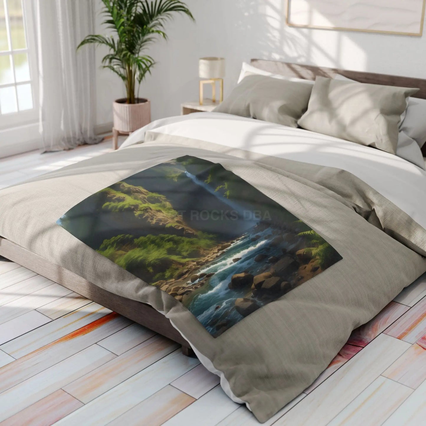 Waterfall in the Jungle Arctic Fleece Blanket - Cozy Throw for Picnics Home Decor Travel Camping Gift for Nature Lovers