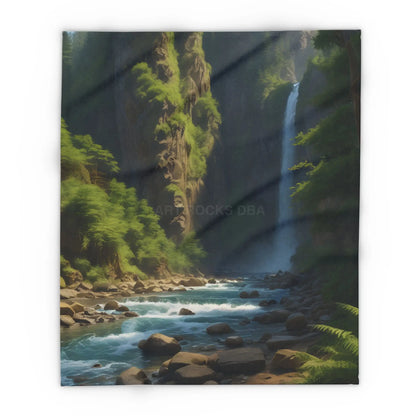 Waterfall in the Jungle Arctic Fleece Blanket - Cozy Throw for Picnics Home Decor Travel Camping Gift for Nature Lovers