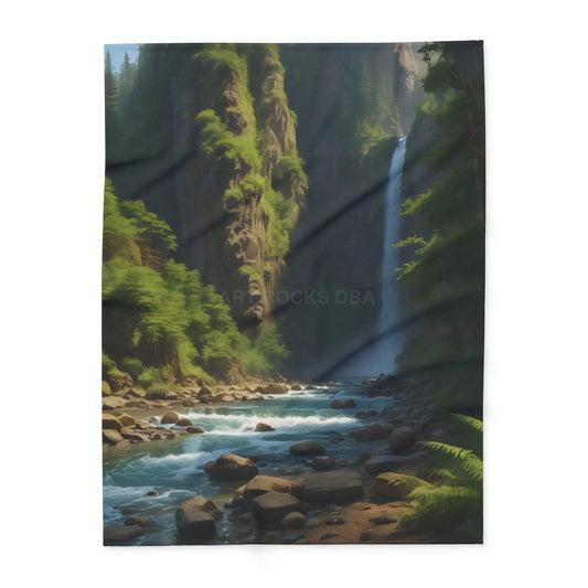 Waterfall in the Jungle Arctic Fleece Blanket - Cozy Throw for Picnics Home Decor Travel Camping Gift for Nature Lovers