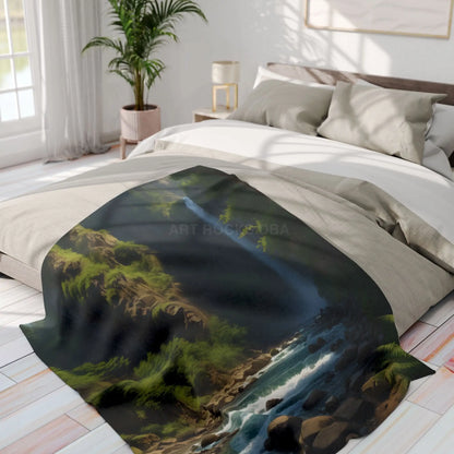 Waterfall in the Jungle Arctic Fleece Blanket - Cozy Throw for Picnics Home Decor Travel Camping Gift for Nature Lovers