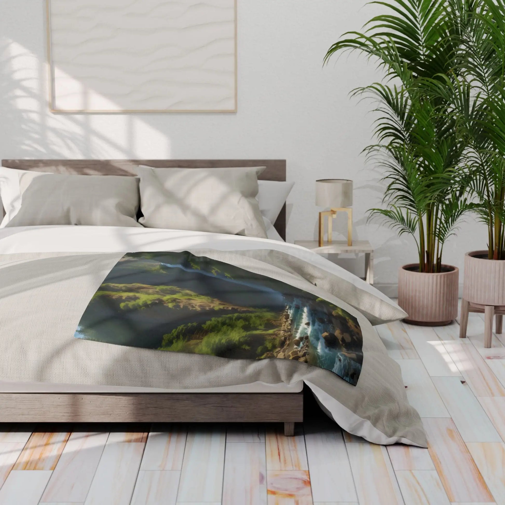 Waterfall in the Jungle Arctic Fleece Blanket - Cozy Throw for Picnics Home Decor Travel Camping Gift for Nature Lovers