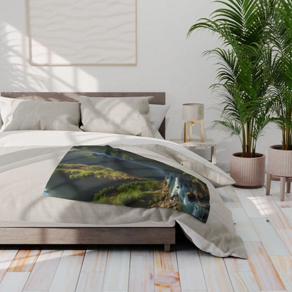 Waterfall in the Jungle Arctic Fleece Blanket - Cozy Throw for Picnics Home Decor Travel Camping Gift for Nature Lovers