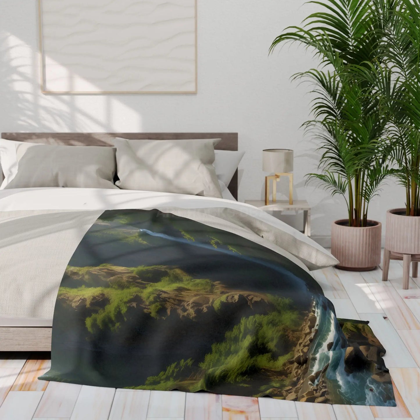 Waterfall in the Jungle Arctic Fleece Blanket - Cozy Throw for Picnics Home Decor Travel Camping Gift for Nature Lovers