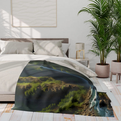 Waterfall in the Jungle Arctic Fleece Blanket - Cozy Throw for Picnics Home Decor Travel Camping Gift for Nature Lovers