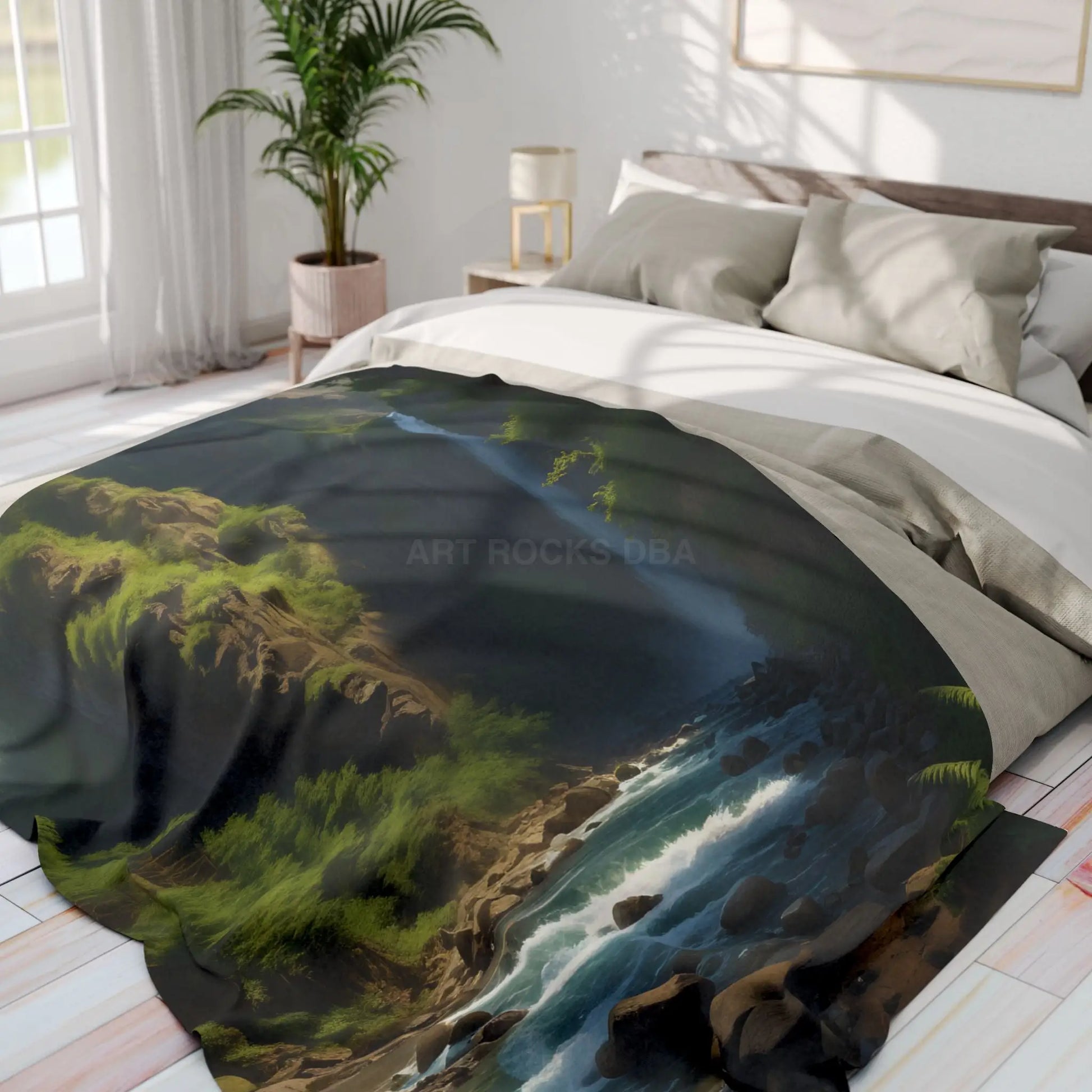 Waterfall in the Jungle Arctic Fleece Blanket - Cozy Throw for Picnics Home Decor Travel Camping Gift for Nature Lovers
