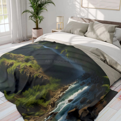 Waterfall in the Jungle Arctic Fleece Blanket - Cozy Throw for Picnics Home Decor Travel Camping Gift for Nature Lovers