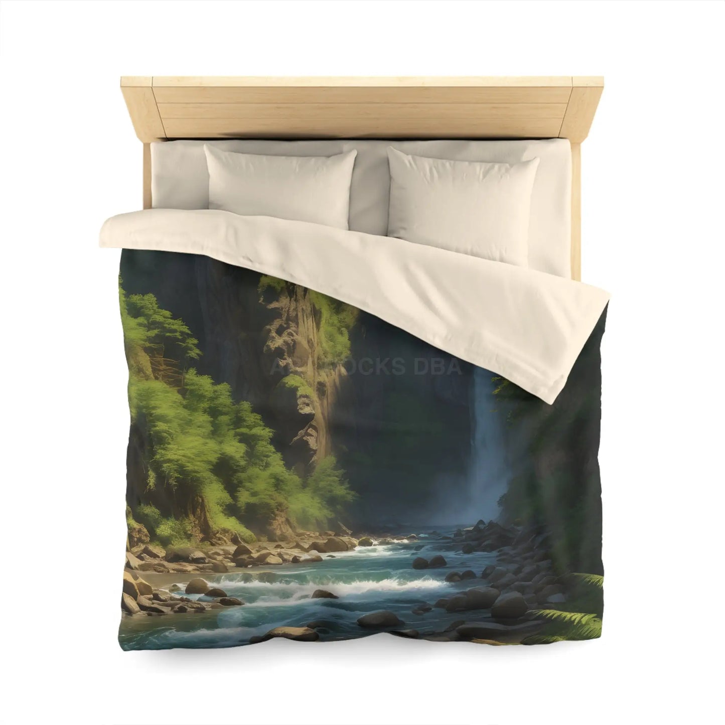 Waterfall in The Jungle Microfiber Duvet Cover Scenic Bedding Bedroom Decor Nature Lovers Gift Cozy Home Aesthetic
