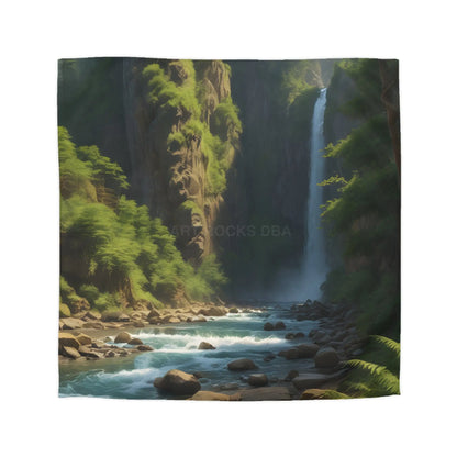 Waterfall in The Jungle Microfiber Duvet Cover Scenic Bedding Bedroom Decor Nature Lovers Gift Cozy Home Aesthetic