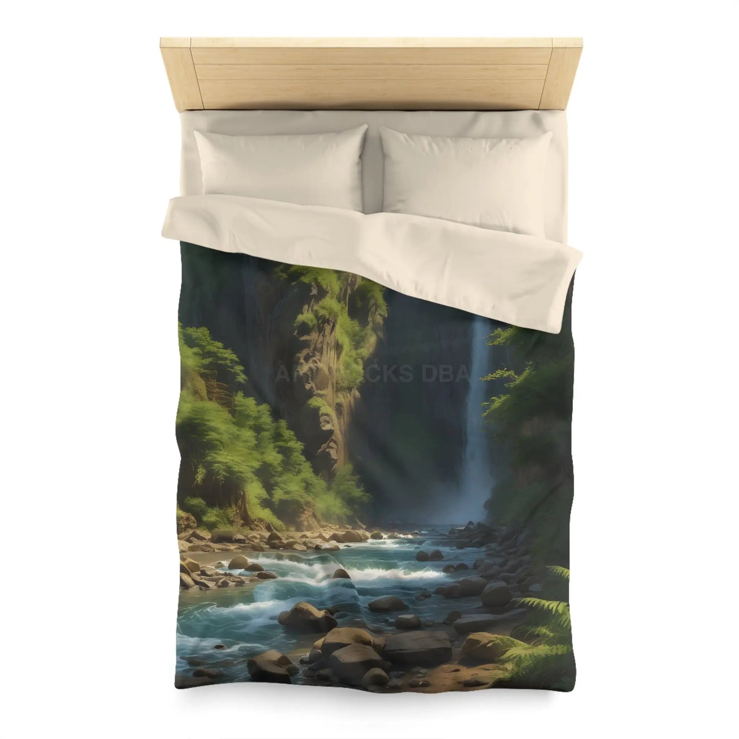 Waterfall in The Jungle Microfiber Duvet Cover Scenic Bedding Bedroom Decor Nature Lovers Gift Cozy Home Aesthetic
