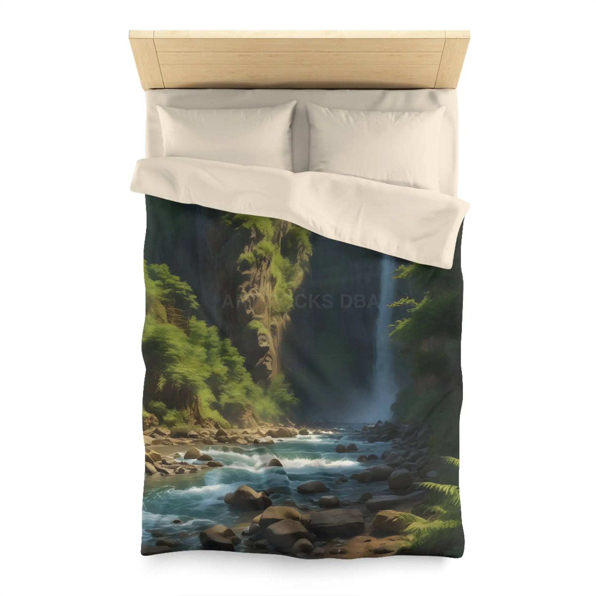 Waterfall in The Jungle Microfiber Duvet Cover Scenic Bedding Bedroom Decor Nature Lovers Gift Cozy Home Aesthetic