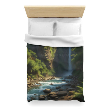 Waterfall in The Jungle Microfiber Duvet Cover Scenic Bedding Bedroom Decor Nature Lovers Gift Cozy Home Aesthetic