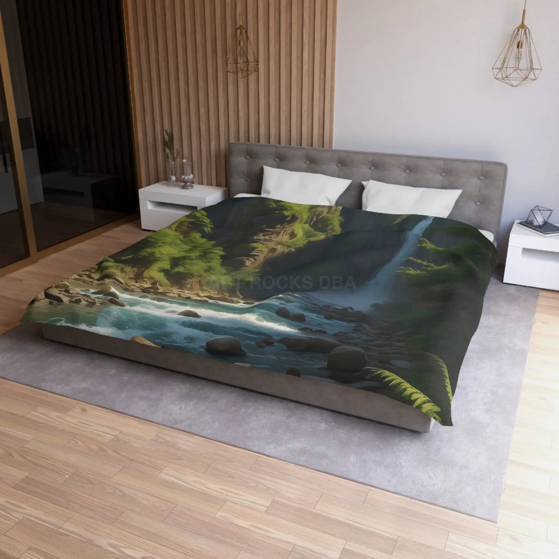 Waterfall in The Jungle Microfiber Duvet Cover Scenic Bedding Bedroom Decor Nature Lovers Gift Cozy Home Aesthetic