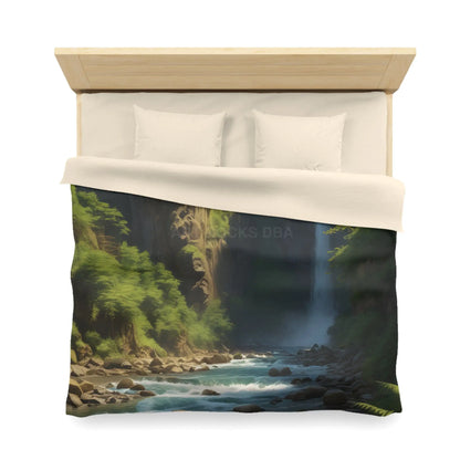 Waterfall in The Jungle Microfiber Duvet Cover Scenic Bedding Bedroom Decor Nature Lovers Gift Cozy Home Aesthetic