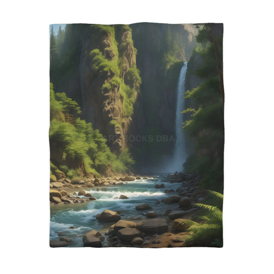 Waterfall in The Jungle Microfiber Duvet Cover Scenic Bedding Bedroom Decor Nature Lovers Gift Cozy Home Aesthetic