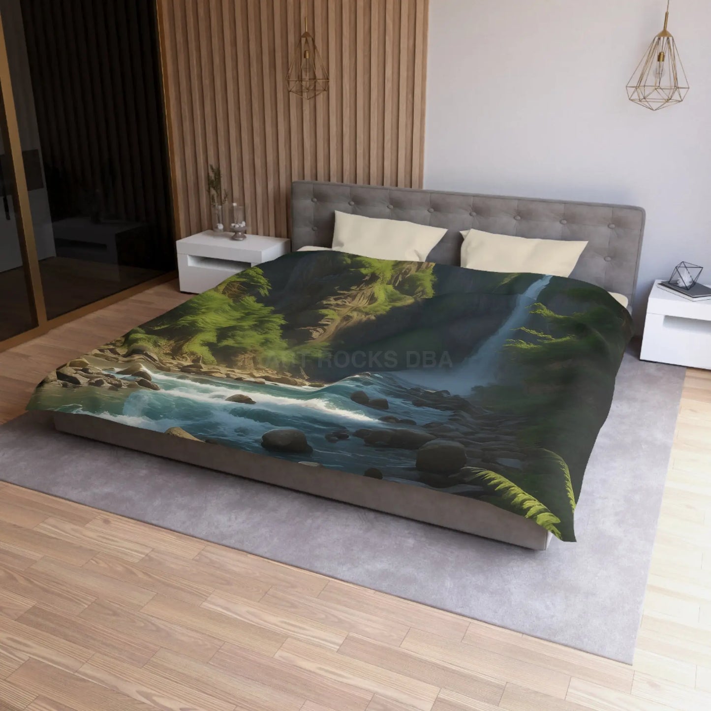 Waterfall in The Jungle Microfiber Duvet Cover Scenic Bedding Bedroom Decor Nature Lovers Gift Cozy Home Aesthetic