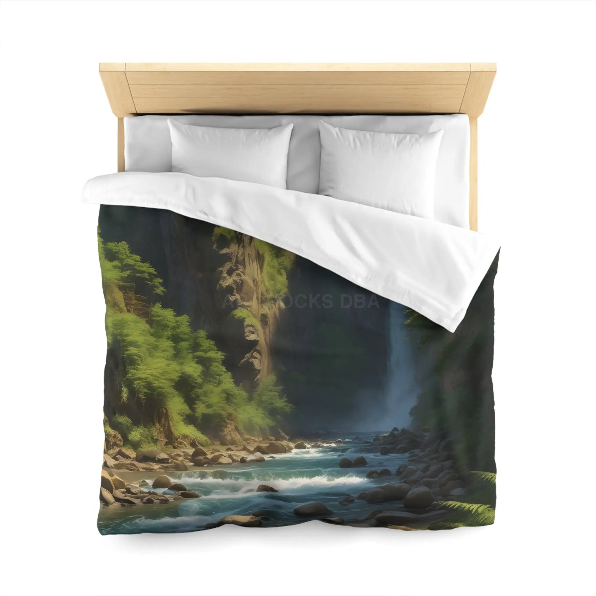 Waterfall in The Jungle Microfiber Duvet Cover Scenic Bedding Bedroom Decor Nature Lovers Gift Cozy Home Aesthetic