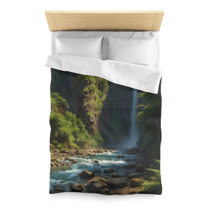 Waterfall in The Jungle Microfiber Duvet Cover Scenic Bedding Bedroom Decor Nature Lovers Gift Cozy Home Aesthetic