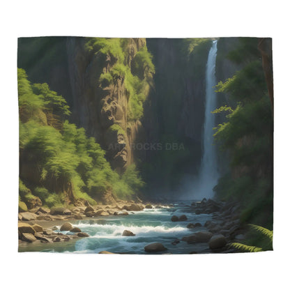 Waterfall in The Jungle Microfiber Duvet Cover Scenic Bedding Bedroom Decor Nature Lovers Gift Cozy Home Aesthetic