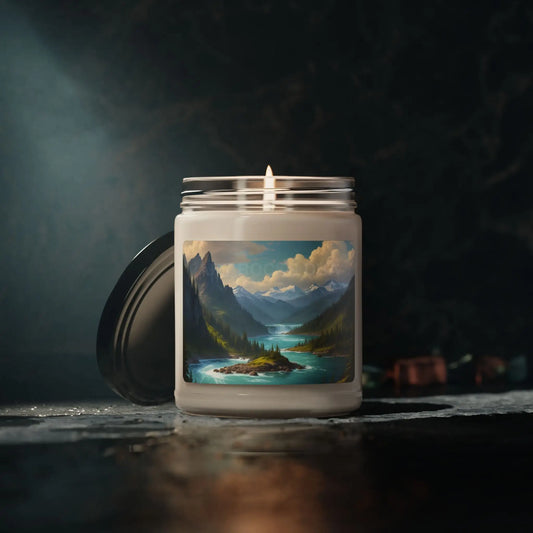 Waterfall in The Mountains Scenic Scented Candle Relaxing Home Decor Aromatherapy Gift for Nature Lovers Meditation
