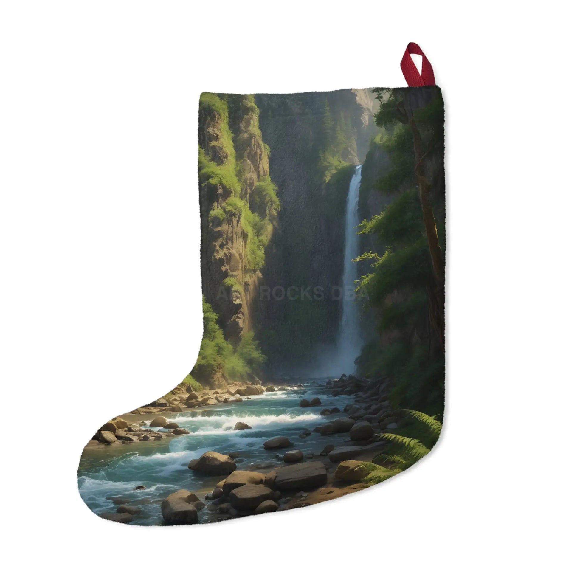 Waterfall River Christmas Stocking — Scenic Nature Holiday Decor - One size - Home Decor