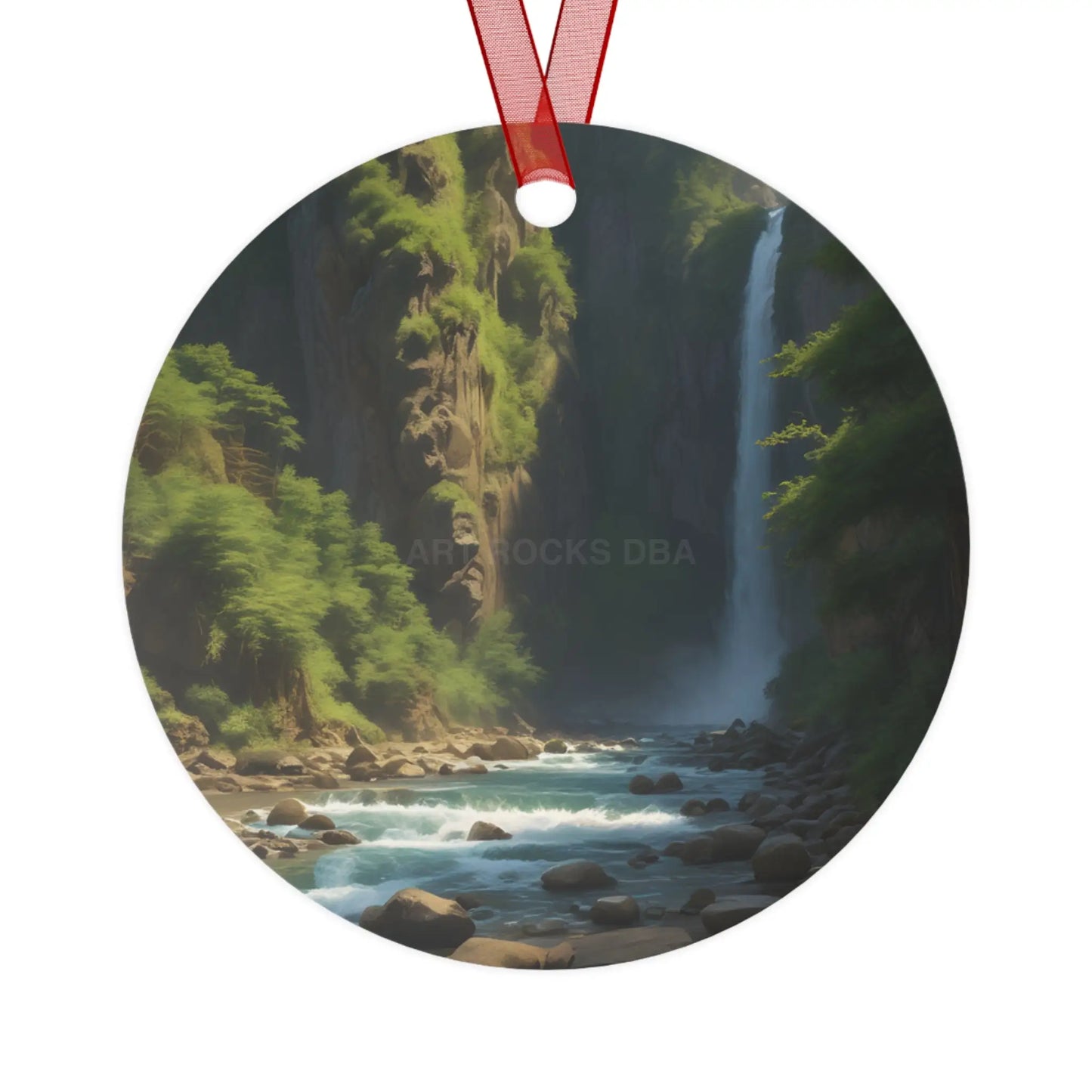 Waterfall River Metal Ornament — Scenic Nature Ornament for Christmas & Home Décor - Home Decor