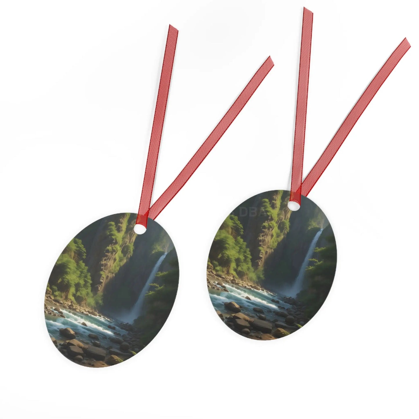 Waterfall River Metal Ornament — Scenic Nature Ornament for Christmas & Home Décor - Home Decor