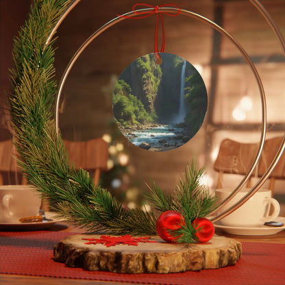 Waterfall River Metal Ornament — Scenic Nature Ornament for Christmas & Home Décor - Home Decor