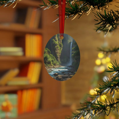 Waterfall River Metal Ornament — Scenic Nature Ornament for Christmas & Home Décor - Home Decor