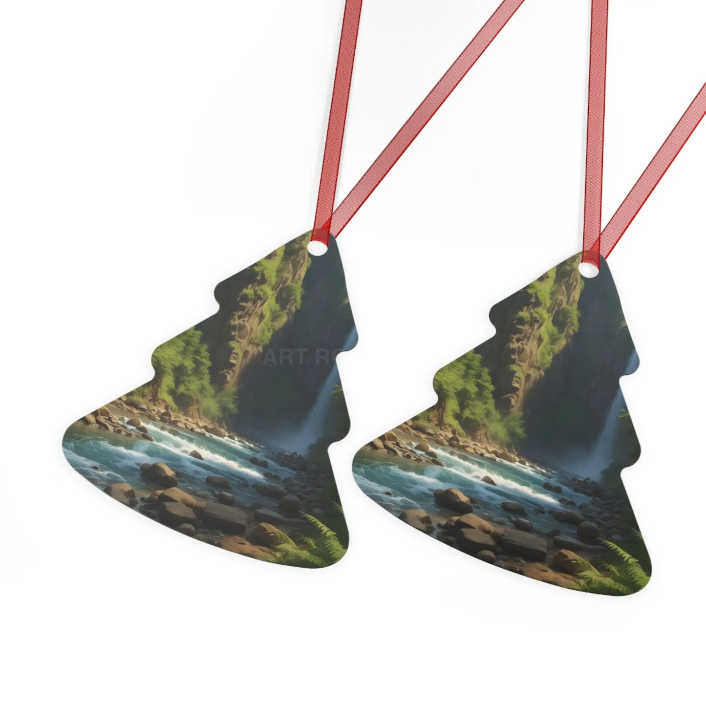 Waterfall River Metal Ornament — Scenic Nature Ornament for Christmas & Home Décor - Home Decor