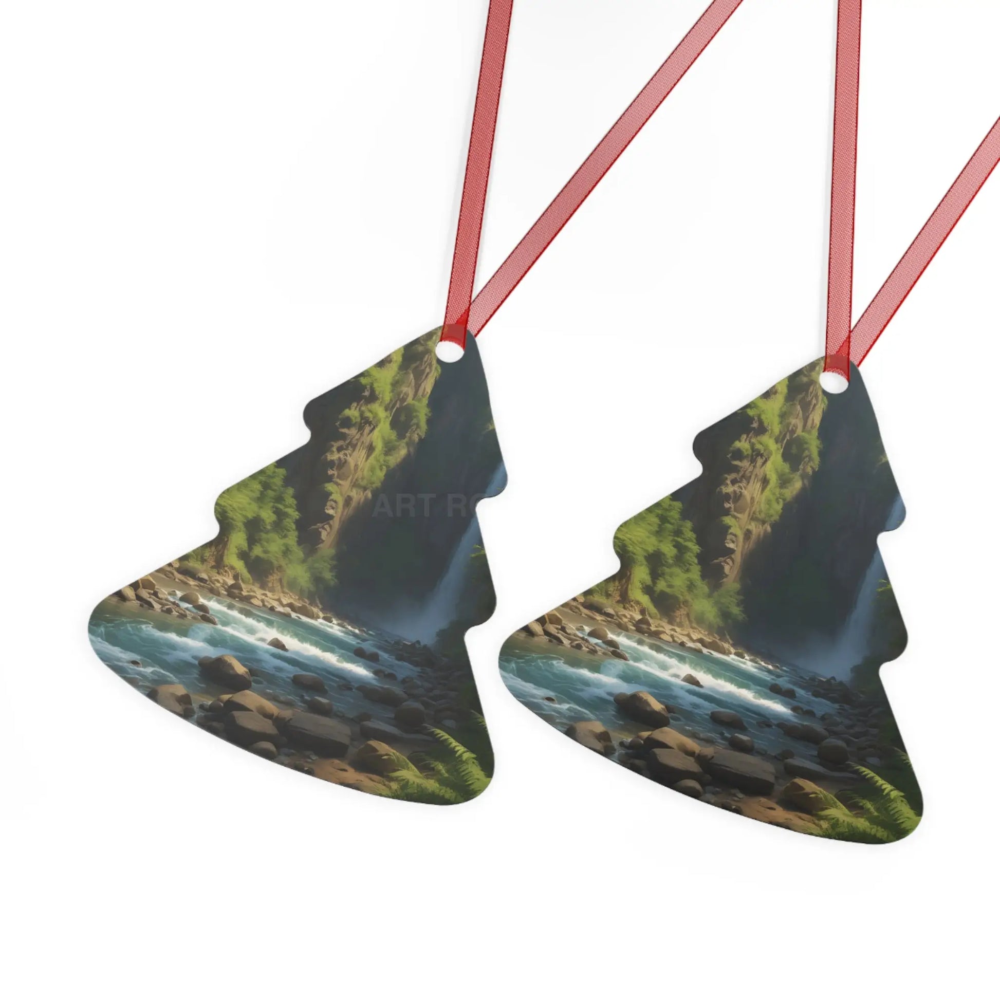 Waterfall River Metal Ornament — Scenic Nature Ornament for Christmas & Home Décor - Home Decor