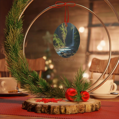 Waterfall River Metal Ornament — Scenic Nature Ornament for Christmas & Home Décor - Home Decor