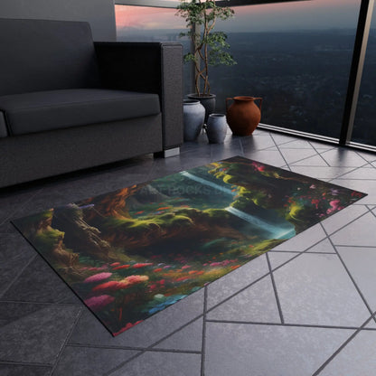 Waterfall Secret World Outdoor Rug Boho Patio Mat Garden Decor Nature Lover Gift Cozy Porch Accessory - Home Decor