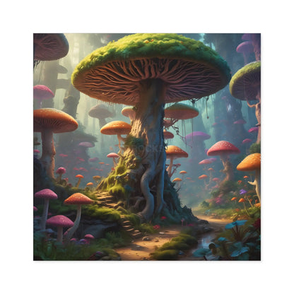 Whimsical Fairy Tale Mushroom Stickers Nature Decor Magical Art Indoor/Outdoor Use Playful Gifts - Square / 6’’ × 6’’