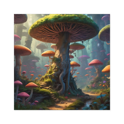 Whimsical Fairy Tale Mushroom Stickers Nature Decor Magical Art Indoor/Outdoor Use Playful Gifts - Square / 2’’ × 2’’