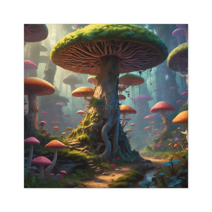 Whimsical Fairy Tale Mushroom Stickers Nature Decor Magical Art Indoor/Outdoor Use Playful Gifts - Square / 3’’ × 3’’