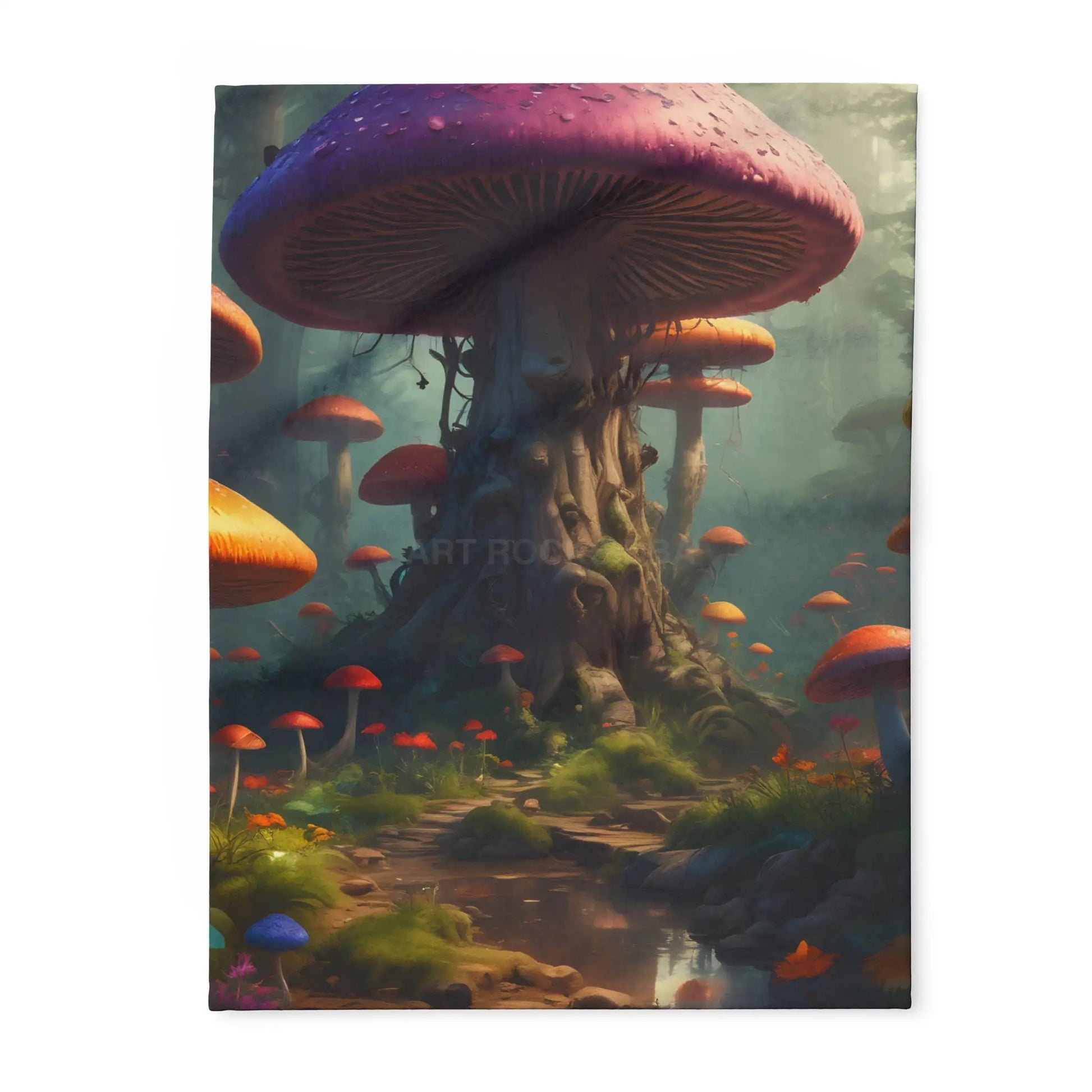 Whimsical Mushroom Fleece Blanket - Cozy Blanket for Home Décor Gift for Nature Lovers Boho Room Accent - 30’’ × 40’’