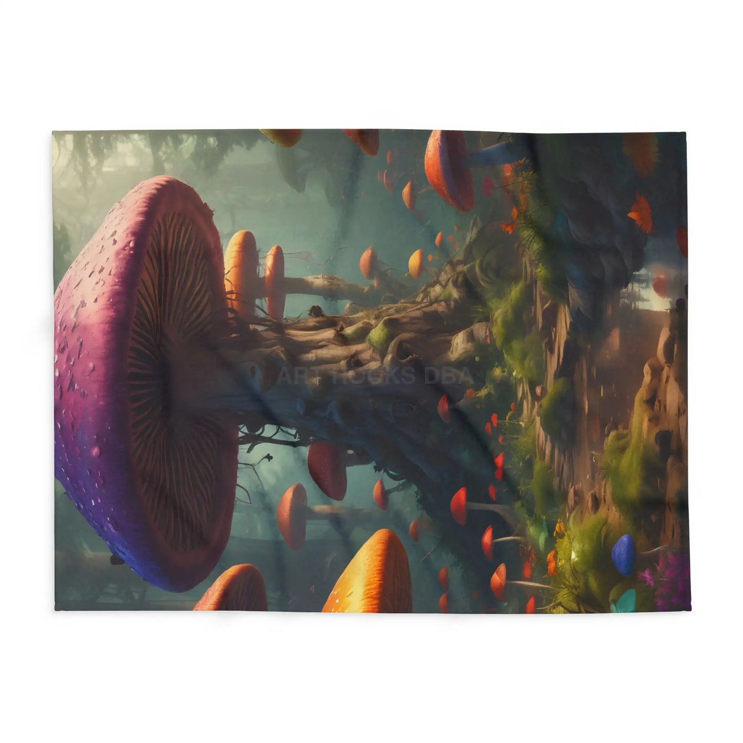 Whimsical Mushroom Fleece Blanket - Cozy Blanket for Home Décor Gift for Nature Lovers Boho Room Accent - Home Decor